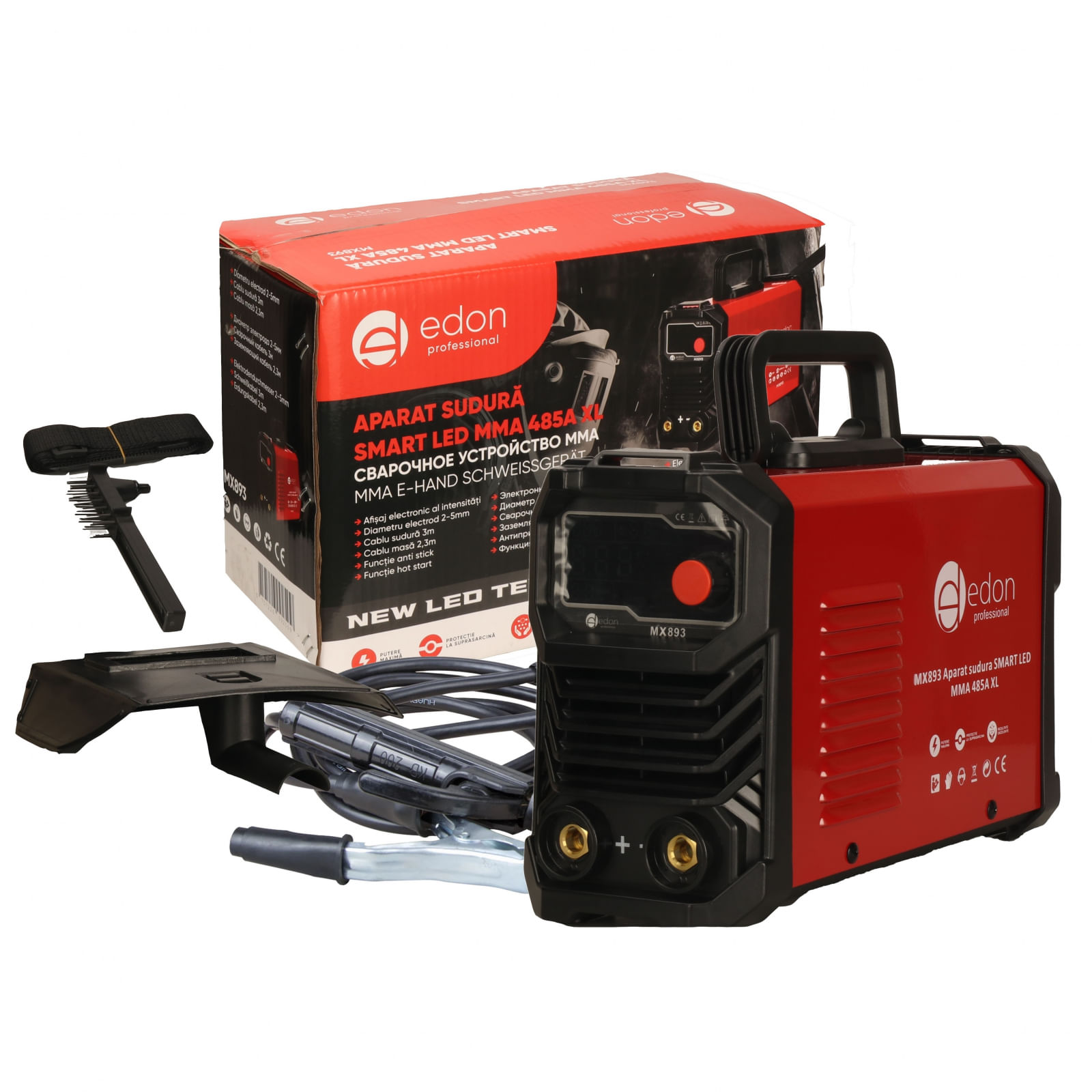 Invertor de sudura 485 A, EDON XL MMA, electrod 1.6 - 5 mm, Hot Start, Arc Forta, Anti - Stick, cabluri 3M