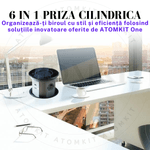 Casa si Gradina - Electrice - Prize - Priza incorporabila retractabila ATOMKIT® One, incarcare wireless 15W, 3 prize, 2 porturi USB, 1.5M cablu, Negru - Infinity.ro