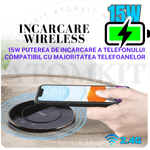 Casa si Gradina - Electrice - Prize - Priza incorporabila retractabila ATOMKIT® One, incarcare wireless 15W, 3 prize, 2 porturi USB, 1.5M cablu, Negru - Infinity.ro