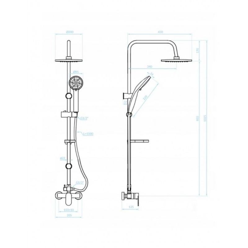Casa si Gradina - Sanitare - Cazi si cabine de dus - Coloane si seturi de dus - Coloana de dus cu baterie CasaBlanca, negru - Infinity.ro