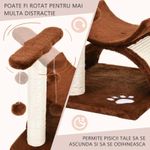 Petshop - Accesorii petshop - Jucarii animale - Ansambluri de joaca - Ansamblu de joaca pentru pisici, cu platforma, culcus si ciucuri, maro si bej, 40x30x43 cm - Infinity.ro
