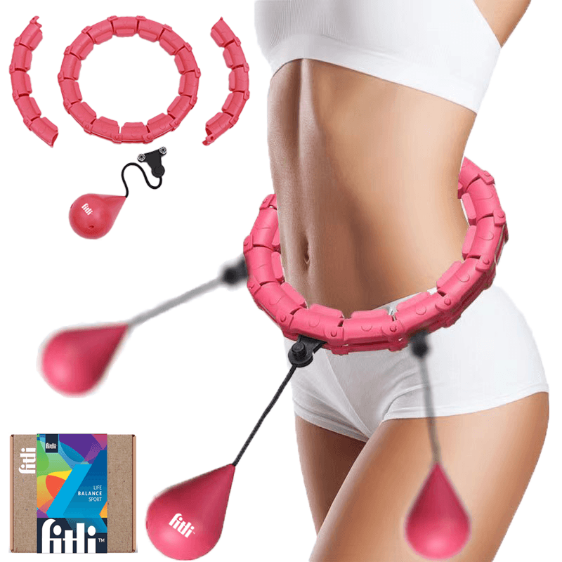 Sport si Outdoor/Fitness/Aparate fitness/Home gym - Cerc Hula Hoop cu greutate si Crampoane, Roz - Infinity.ro
