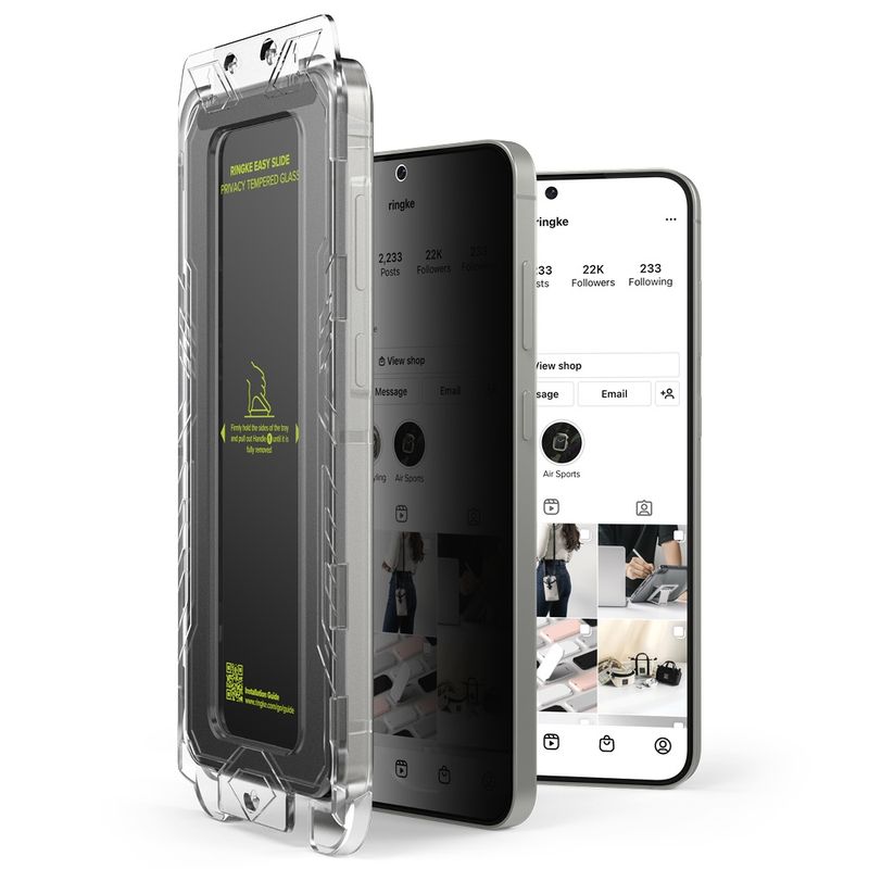 Laptop, Telefoane si Tablete - Telefoane mobile si accesorii - Accesorii Telefoane - Folii protectie telefoane - Folie pentru Samsung Galaxy S25 Plus (set 2) - Ringke Easy Slide Privacy TempeRosu Glass - Negru - Infinity.ro
