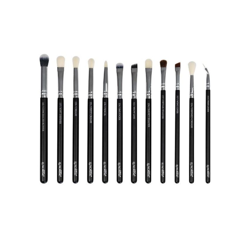Ingrijire personala si Cosmetice - Machiaj - Aplicatoare si pensule machiaj - Set 12 Pensule Machiaj, Luxorise, Silver, Borseta inclusa - Infinity.ro