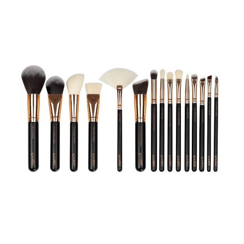 Ingrijire personala si Cosmetice - Machiaj - Aplicatoare si pensule machiaj - Set 15 Pensule Machiaj, Luxorise, Gold, Borseta inclusa - Infinity.ro
