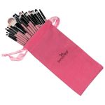 Ingrijire personala si Cosmetice - Machiaj - Aplicatoare si pensule machiaj - Set 20 pensule machiaj SensoPro, Pink, Husa depozitare inclusa - Infinity.ro