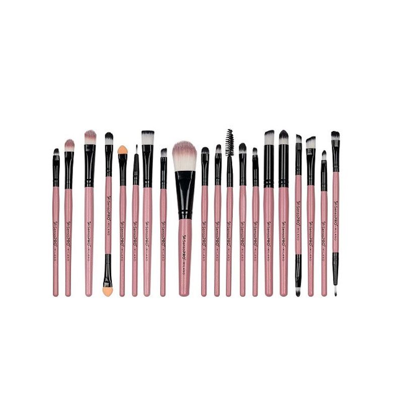 Ingrijire personala si Cosmetice - Machiaj - Aplicatoare si pensule machiaj - Set 20 pensule machiaj SensoPro, Pink, Husa depozitare inclusa - Infinity.ro