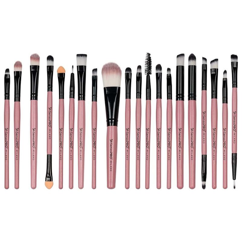 Ingrijire personala si Cosmetice - Machiaj - Aplicatoare si pensule machiaj - Set 20 pensule machiaj SensoPro, Pink, Husa depozitare inclusa - Infinity.ro