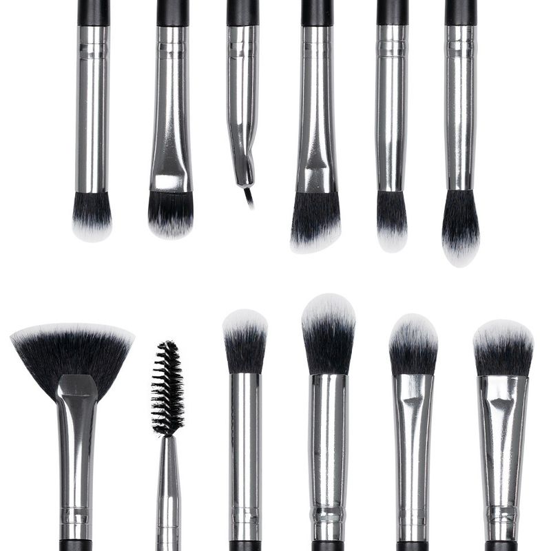 Ingrijire personala si Cosmetice - Machiaj - Aplicatoare si pensule machiaj - Set 12 pensule machiaj Senso Pro Milano Black Silver + Borseta - Infinity.ro