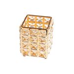 Ingrijire personala si Cosmetice - Machiaj - Aplicatoare si pensule machiaj - Suport pensule machiaj, Luxorise, Crystal Makeup Organizer, Gold - Infinity.ro