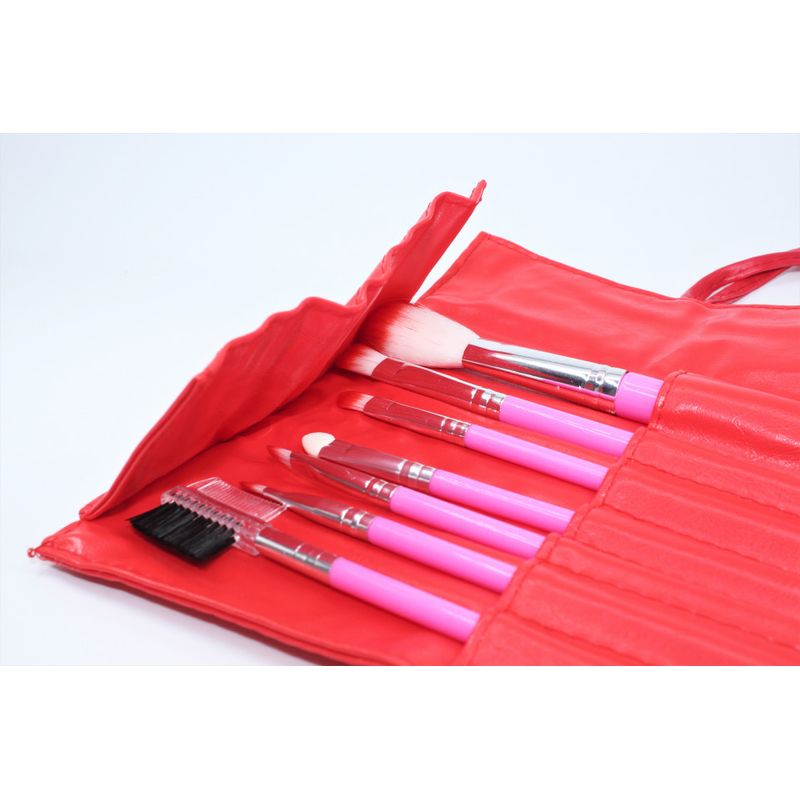 Ingrijire personala si Cosmetice - Machiaj - Aplicatoare si pensule machiaj - Set 7 pensule machiaj, Fraulein, Rosu - Infinity.ro