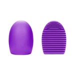 Ingrijire personala si Cosmetice - Machiaj - Aplicatoare si pensule machiaj - Brush Egg - Accesoriu din silicon pentru curatarea pensulelor de machiaj, Culoarea Mov - Infinity.ro