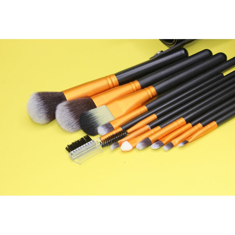 Ingrijire personala si Cosmetice - Machiaj - Aplicatoare si pensule machiaj - Set 12 Pensule Machiaj, Makeup, Etui Depozitare Negru - Infinity.ro