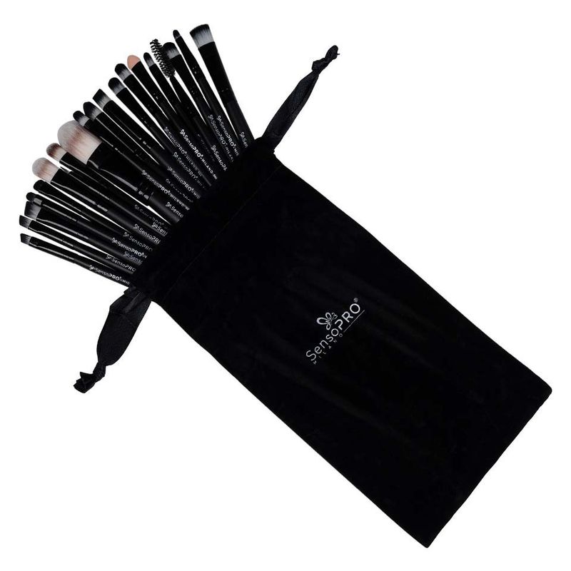 Ingrijire personala si Cosmetice - Machiaj - Aplicatoare si pensule machiaj - Set 20 pensule machiaj Black, Husa depozitare inclusa - Infinity.ro
