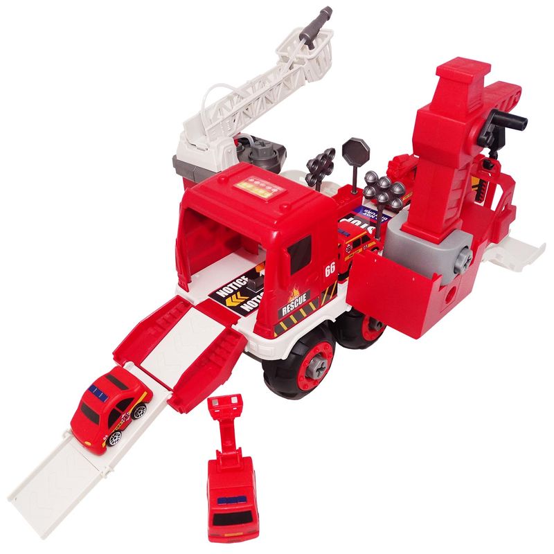 Jucarii, Copii si Bebe - Jucarii si jocuri - Vehicule si jucarii cu telecomanda - Masinute - Set 2 in 1, masinuta pompieri cu furtun apa si pista masini cu accesorii, 21 piese, salamandra kids® - Infinity.ro