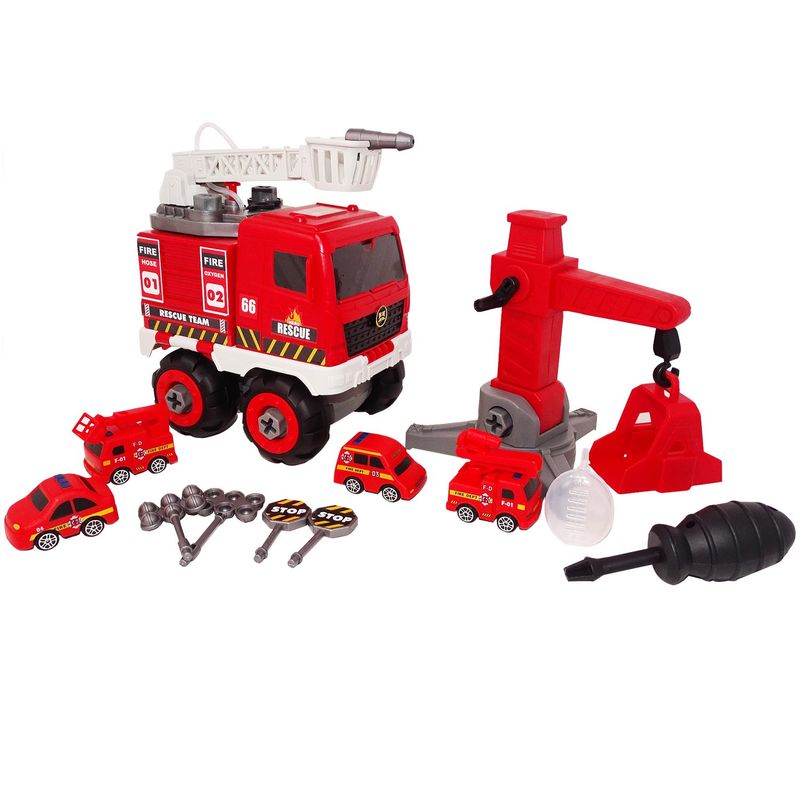 Jucarii, Copii si Bebe - Jucarii si jocuri - Vehicule si jucarii cu telecomanda - Masinute - Set 2 in 1, masinuta pompieri cu furtun apa si pista masini cu accesorii, 21 piese, salamandra kids® - Infinity.ro
