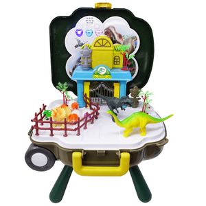 Set 3 in 1 troller cu accesorii si dinozauri, lumini si sunete, 46 piese