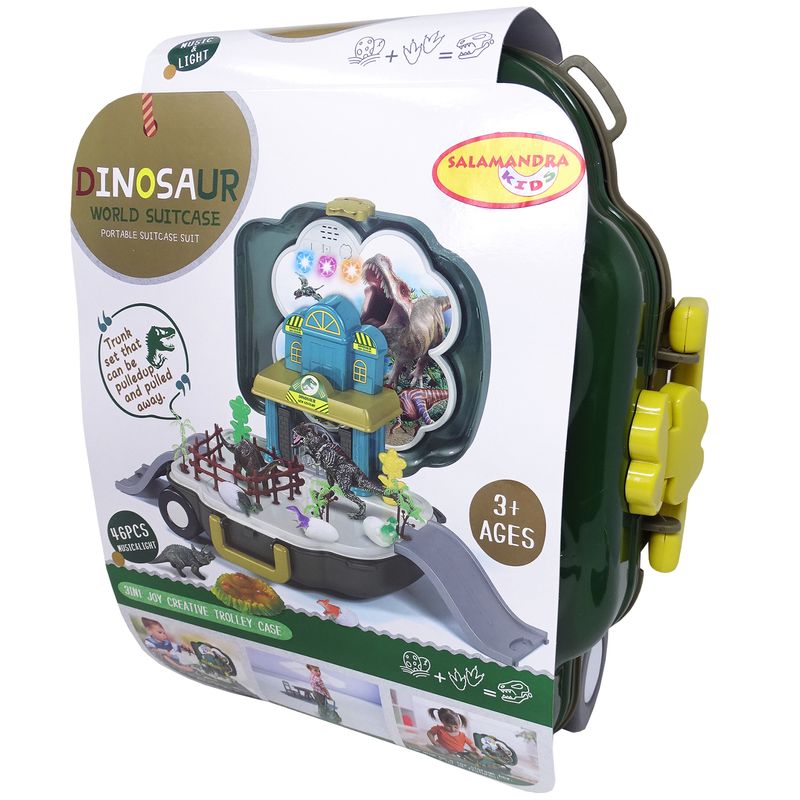 Jucarii, Copii si Bebe - Jucarii si jocuri - Jucarii & jocuri educative - Jucarii interactive - Set 3 in 1 troller cu accesorii si dinozauri, lumini si sunete, 46 piese - Infinity.ro