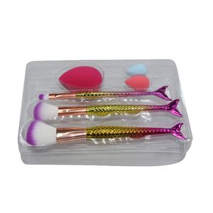 Set aplicatoare machiaj, Makeup, 3 pensule, 3 bureti