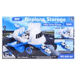 Jucarii, Copii si Bebe - Jucarii si jocuri - Vehicule si jucarii cu telecomanda - Elicoptere, avioane si nave de jucarie - Set constructie avion politie albastru cu 4 masinute, salamandra kids® - Infinity.ro