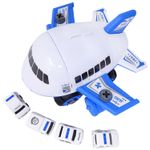 Jucarii, Copii si Bebe - Jucarii si jocuri - Vehicule si jucarii cu telecomanda - Elicoptere, avioane si nave de jucarie - Set constructie avion politie albastru cu 4 masinute, salamandra kids® - Infinity.ro
