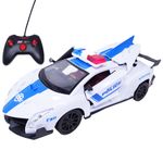 Jucarii, Copii si Bebe - Jucarii si jocuri - Vehicule si jucarii cu telecomanda - Masinute - Masina de politie albastra cu telecomanda, lumini si acumulator, salamandra kids® - Infinity.ro