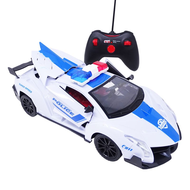 Jucarii, Copii si Bebe - Jucarii si jocuri - Vehicule si jucarii cu telecomanda - Masinute - Masina de politie albastra cu telecomanda, lumini si acumulator, salamandra kids® - Infinity.ro