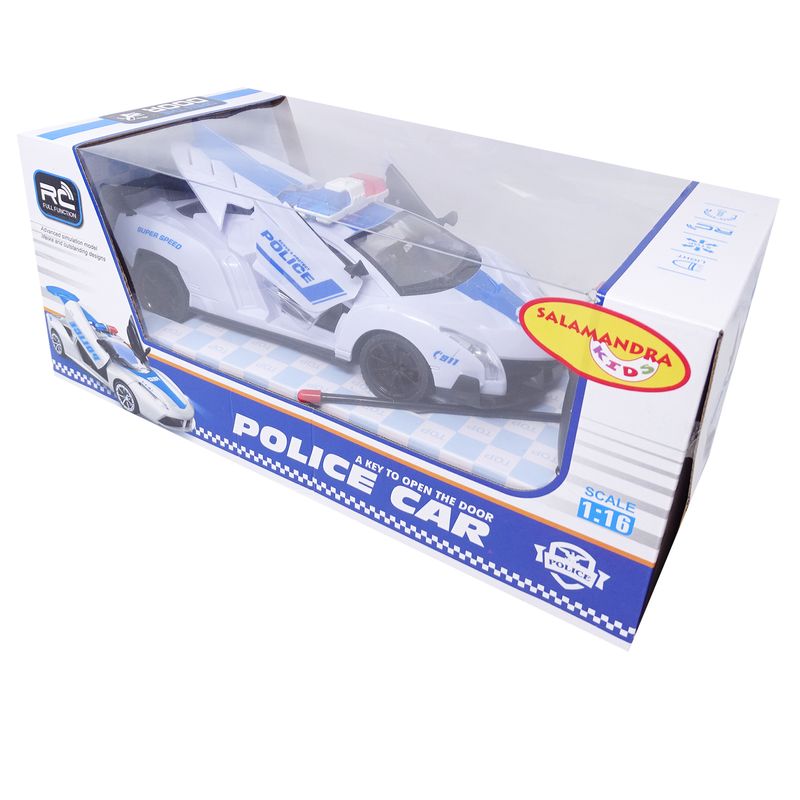 Jucarii, Copii si Bebe - Jucarii si jocuri - Vehicule si jucarii cu telecomanda - Masinute - Masina de politie albastra cu telecomanda, lumini si acumulator, salamandra kids® - Infinity.ro