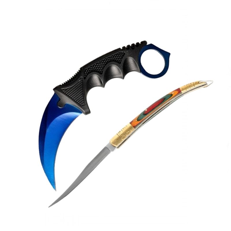 Sport si Outdoor - Camping - Cutite, bricege si accesorii - Cutite si bricege - Set cutit karambit si cutit spaniol, otel inoxidabil,19 cm - Infinity.ro