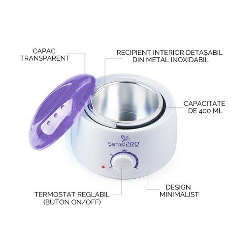 Ingrijire personala si Cosmetice - Ingrijire personala - Ingrijire corp - Ceara, benzi si creme depilatoare - Decantor Ceara Traditionala si Parafina, SensoPro, Pro Wax 100, Alb - Infinity.ro