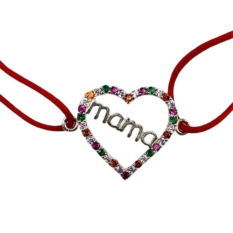 Market - Cadouri - Martisoare - Bratara snur reglabil, argint 925, mama cu zirconii colorate, jolie silver, 1.2 g, 2 cm x 1.5 cm - Infinity.ro