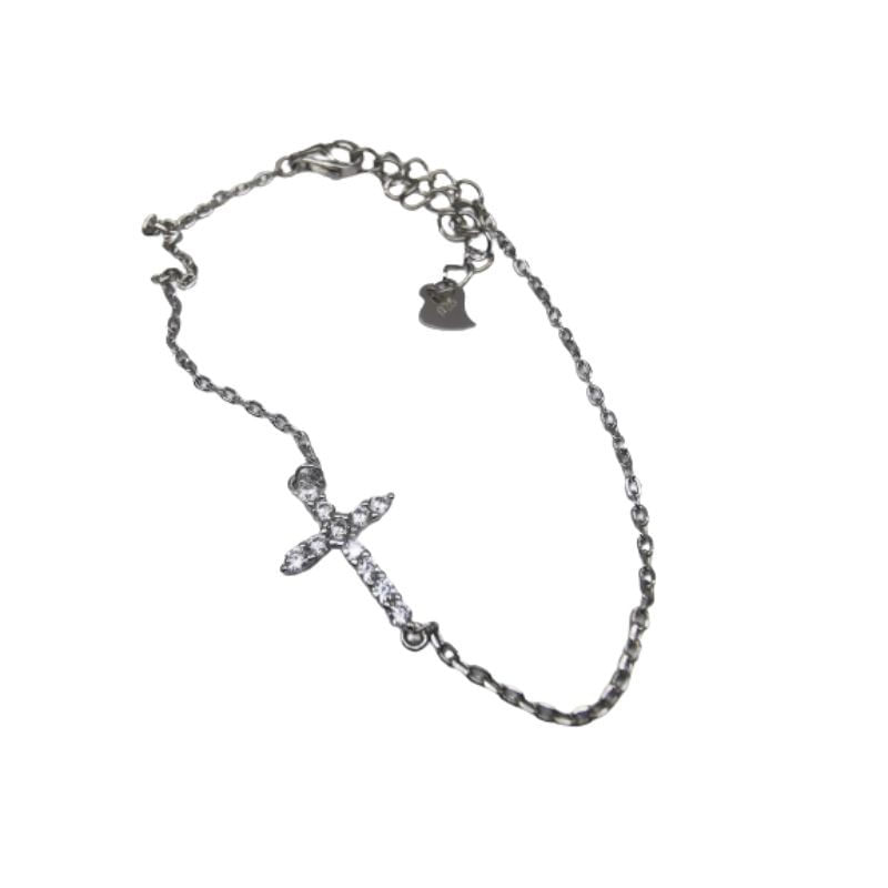 Fashion, accesorii si bijuterii - Femei - Bijuterii femei - Bratari femei - Bratara din argint 925 cruce rodiata cu zirconii - Infinity.ro