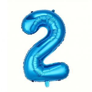 Balon din folie flippy, cifra 2, 81 cm, pentru aer sau heliu, albastru
