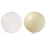 Casa si Gradina - Decoratiuni - Decoratiuni petrecere - Baloane - Set 2 baloane din latex, flippy, party jumbo, 90 cm, alb si bej, 35 g - Infinity.ro