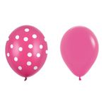 Casa si Gradina - Decoratiuni - Decoratiuni petrecere - Baloane - Set 10 baloane din latex, flippy, party cu buline si simple, 30 cm, fucsia, 2.8 g - Infinity.ro