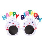 Casa si Gradina - Decoratiuni - Decoratiuni petrecere - Accesorii pentru petrecere - Ochelari happy birthday, flippy, tematica aniversare, protectie soare, din plastic, prajiturele, 18.5x11.5 cm, alb - Infinity.ro