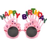 Casa si Gradina - Decoratiuni - Decoratiuni petrecere - Accesorii pentru petrecere - Ochelari happy birthday, flippy, tematica aniversare, protectie soare, din plastic, prajiturele, 18.5x11.5 cm, roz - Infinity.ro