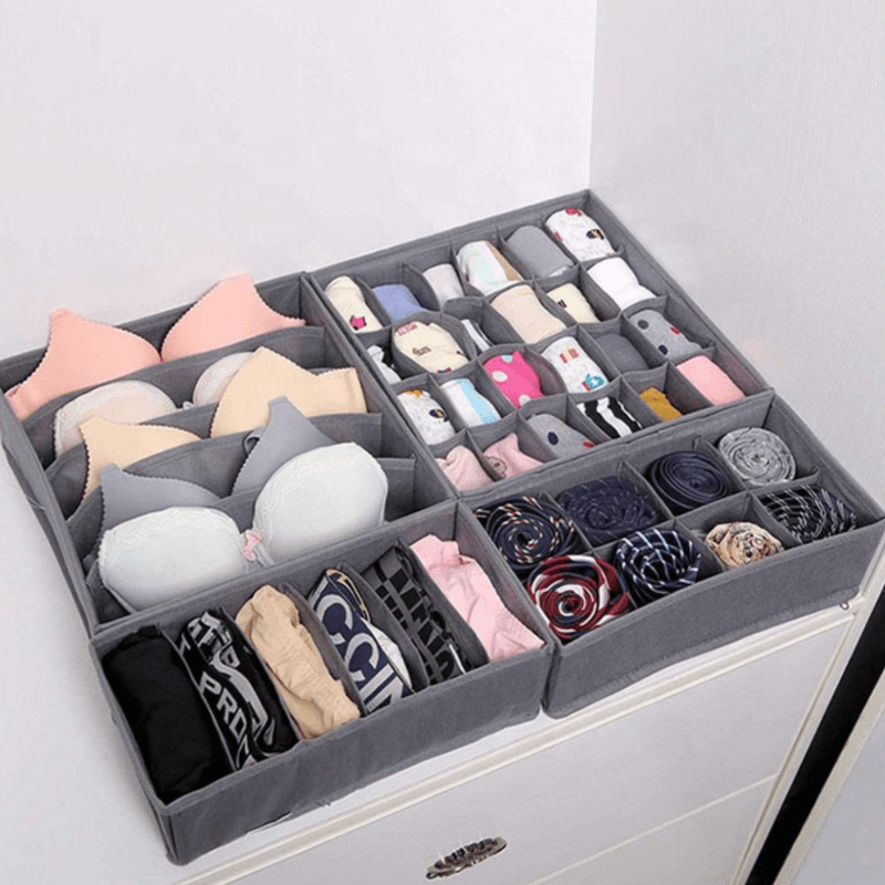Casa si Gradina - Mobilier - Organizare si depozitare - Organizatoare pentru sertare si dulapuri - Organizator pentru lenjerie de corp, Danex, depozitare sosete, 4 piese, Gri - Infinity.ro