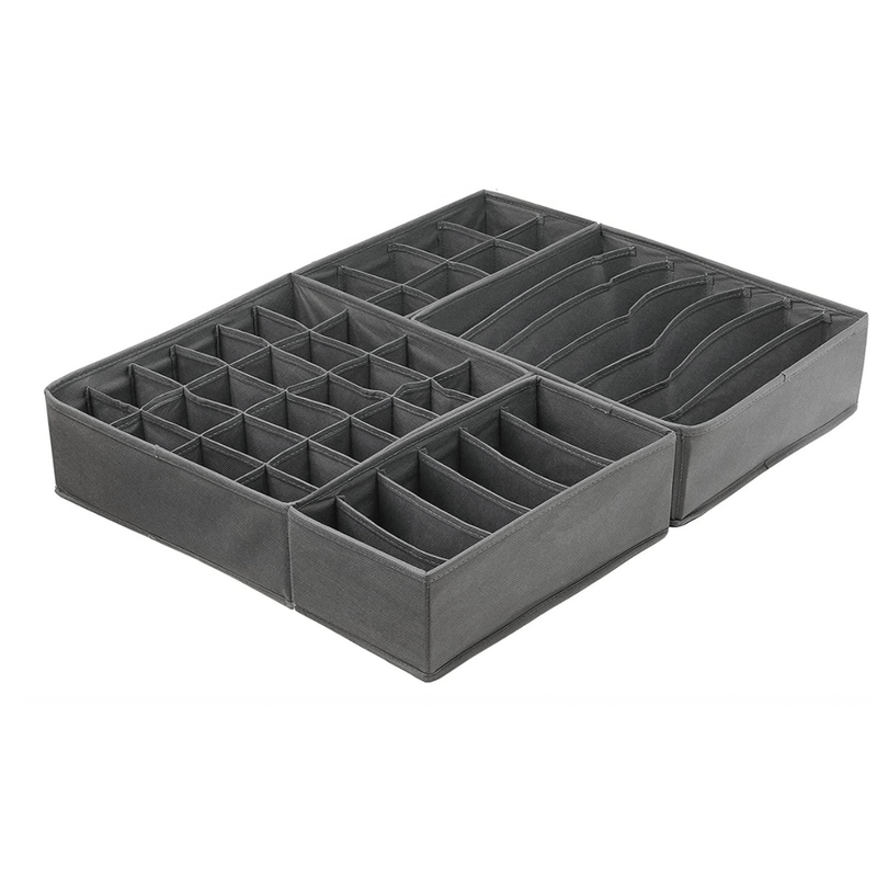 Casa si Gradina - Mobilier - Organizare si depozitare - Organizatoare pentru sertare si dulapuri - Organizator pentru lenjerie de corp, Danex, depozitare sosete, 4 piese, Gri - Infinity.ro