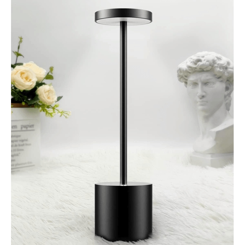 Casa si Gradina - Corpuri si surse de iluminat - Iluminat comercial si industrial - Corpuri iluminat comercial - Lampa de masa, restaurant, noptiera, Danex, cu touch, fara fir, baterie reincarcabila, 3 niveluri de luminozitate, veioza, Negru - Infinity.ro