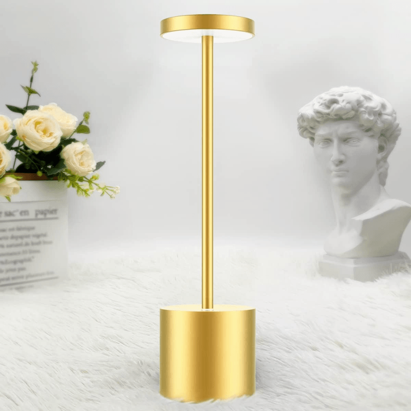 Casa si Gradina - Corpuri si surse de iluminat - Iluminat comercial si industrial - Corpuri iluminat comercial - Lampa de masa, restaurant, noptiera, Danex, cu touch, fara fir, 3 niveluri de luminozitate, veioza, Aurie - Infinity.ro