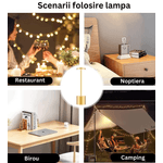 Casa si Gradina - Corpuri si surse de iluminat - Iluminat comercial si industrial - Corpuri iluminat comercial - Lampa de masa, restaurant, noptiera, Danex, cu touch, fara fir, 3 niveluri de luminozitate, veioza, Aurie - Infinity.ro