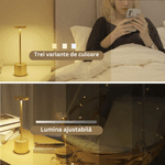 Casa si Gradina - Corpuri si surse de iluminat - Iluminat comercial si industrial - Corpuri iluminat comercial - Lampa de masa, restaurant, noptiera, Danex, cu touch, fara fir, 3 niveluri de luminozitate, veioza, Aurie - Infinity.ro