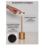 Casa si Gradina - Corpuri si surse de iluminat - Iluminat comercial si industrial - Corpuri iluminat comercial - Lampa de masa, restaurant, noptiera, Danex, cu touch, fara fir, 3 niveluri de luminozitate, veioza, Aurie - Infinity.ro