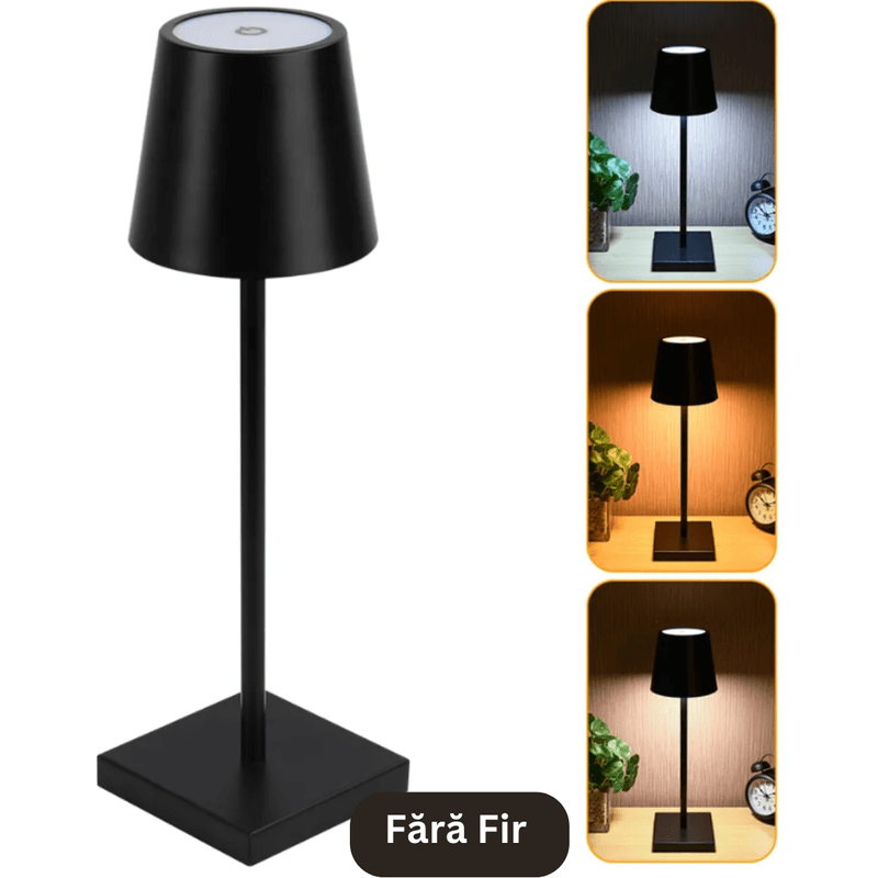 Casa si Gradina - Corpuri si surse de iluminat - Veioze si lampi - Lampadare - Lampa led restaurant, noptiera, birou, Danex, cu touch, fara fir, baterie reincarcabila, 3 niveluri de luminozitate, veioza, Negru - Infinity.ro