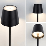 Casa si Gradina - Corpuri si surse de iluminat - Veioze si lampi - Lampadare - Lampa led restaurant, noptiera, birou, Danex, cu touch, fara fir, baterie reincarcabila, 3 niveluri de luminozitate, veioza, Negru - Infinity.ro