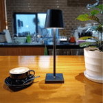 Casa si Gradina - Corpuri si surse de iluminat - Veioze si lampi - Lampadare - Lampa led restaurant, noptiera, birou, Danex, cu touch, fara fir, baterie reincarcabila, 3 niveluri de luminozitate, veioza, Negru - Infinity.ro