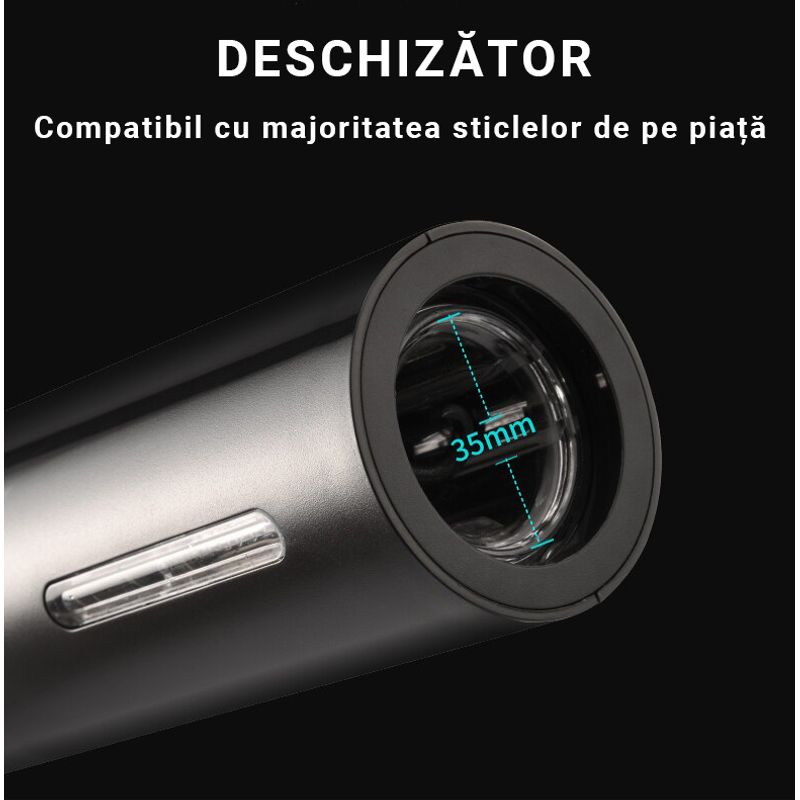 Casa si Gradina - Bucatarie si vesela - Accesorii bar - Tirbusoane si dopuri - Set Tirbuson Electric, 4 in 1cu Taietor de Folie, Dop de Vid si Aerator de Vin, Negru, Bukate® - Infinity.ro