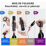 Casa si Gradina - Bucatarie si vesela - Accesorii bar - Tirbusoane si dopuri - Set Tirbuson Electric, 4 in 1cu Taietor de Folie, Dop de Vid si Aerator de Vin, Negru, Bukate® - Infinity.ro