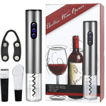 Casa si Gradina - Bucatarie si vesela - Accesorii bar - Tirbusoane si dopuri - Tirbuson electric, Danex, Set deschizator de sticle electric cu patru piese, dop vacuum, palnie vin, cutter folie, punca, Gri - Infinity.ro